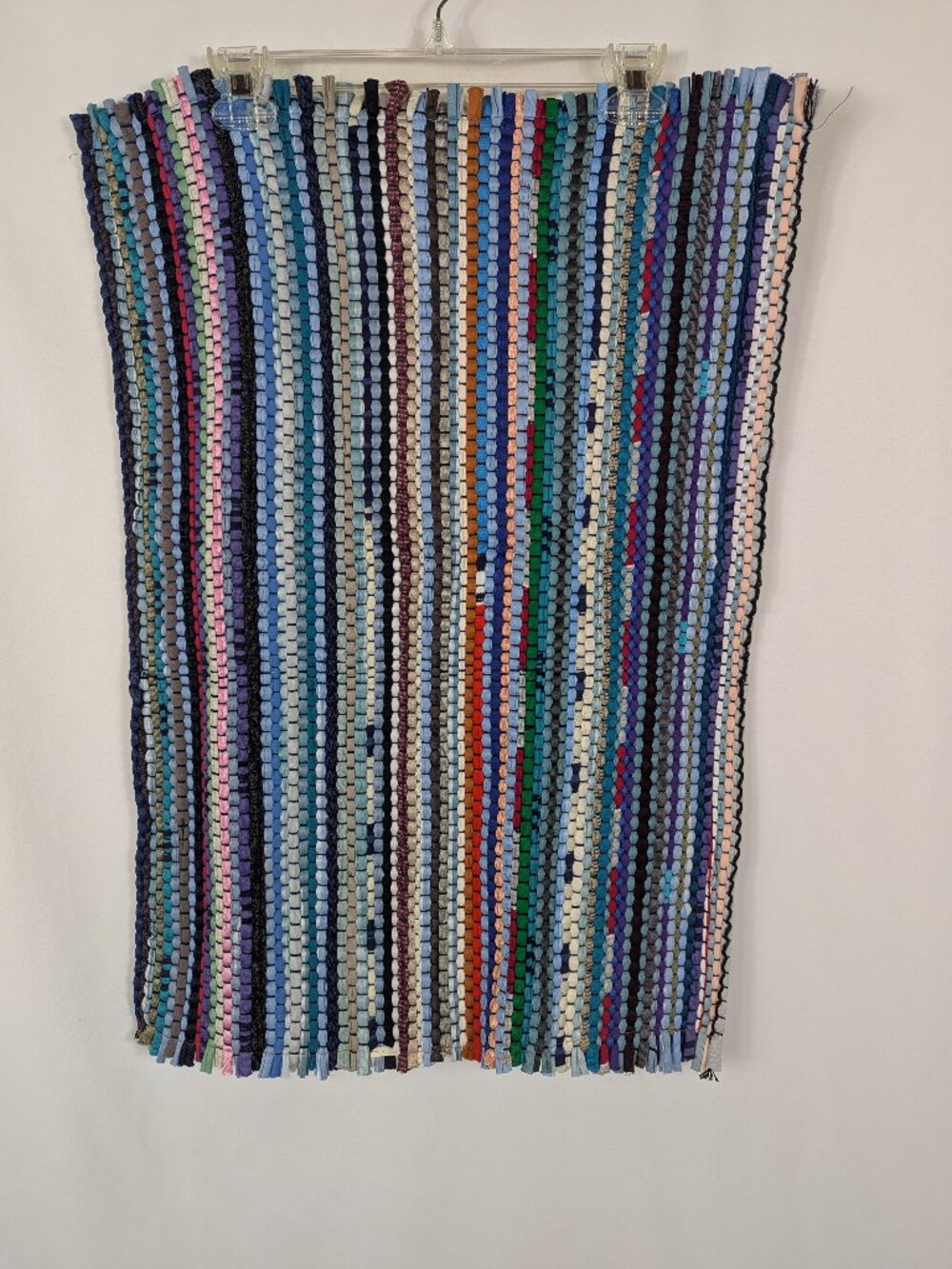 Vintage Rag Rug Multicolor Blue Cottagecore Reversible Throw Doormat Retro 19x33
